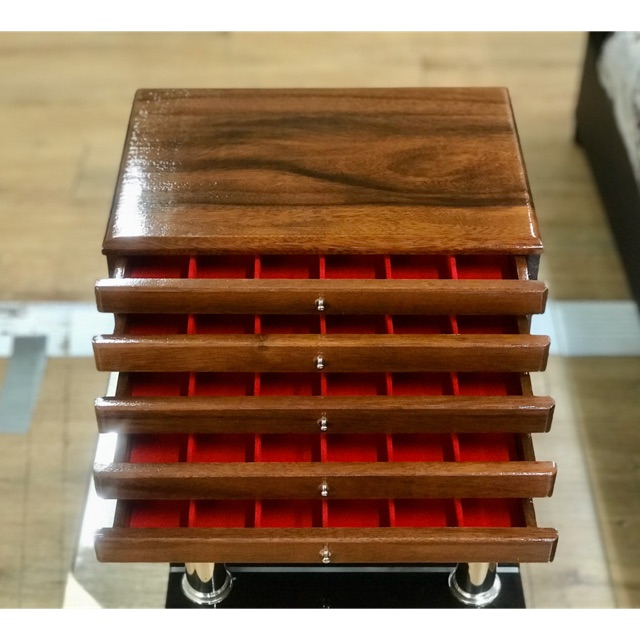 กล่องใส่พระ ใส่ของมีค่า ไม้จริง เกรดพรีเมี่ยม น้ำตาลฝาทึบ