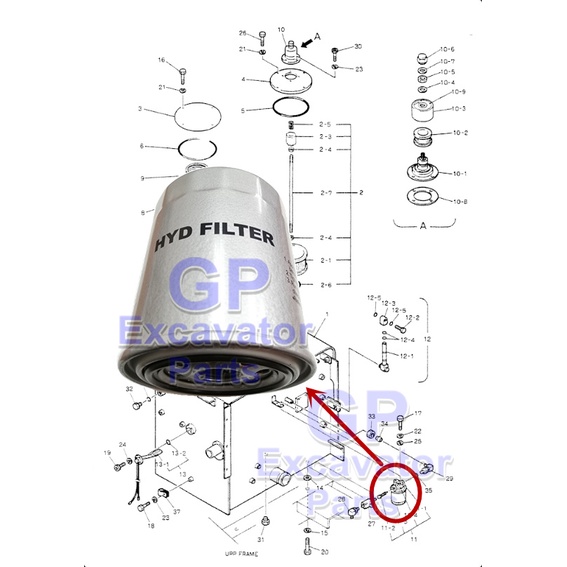 SK07N2 / K907-2 / SK200 HYDRAULIC EXCAVATOR HYDRAULIC PILOT FILTER (2446U175S3)