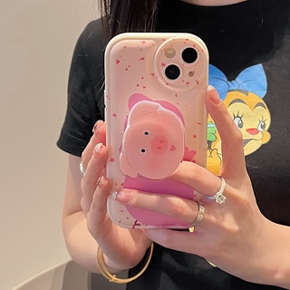 เคสโทรศัพท์มือถือ ซิลิโคนนิ่ม ลายหมูสีชมพู พร้อมขาตั้ง สําหรับ Vivo V20 PRO Y76 V20 PRO V21 V23 5G X27 X50 X60 X70 X80 PRO