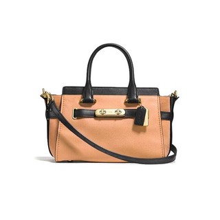 COACH กระเป๋าถือ กระเป๋าสะพายข้าง รุ่นหรู สีหายาก SWAGGER 27 IN COLORBLOCK LEATHER APRICOT MULTICOLOR