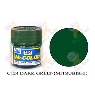 สีสูตรทินเนอร์ Mr.hobby Mr.color C124 Dark Green(Mitsubishi) Semi-Gloss 10ml