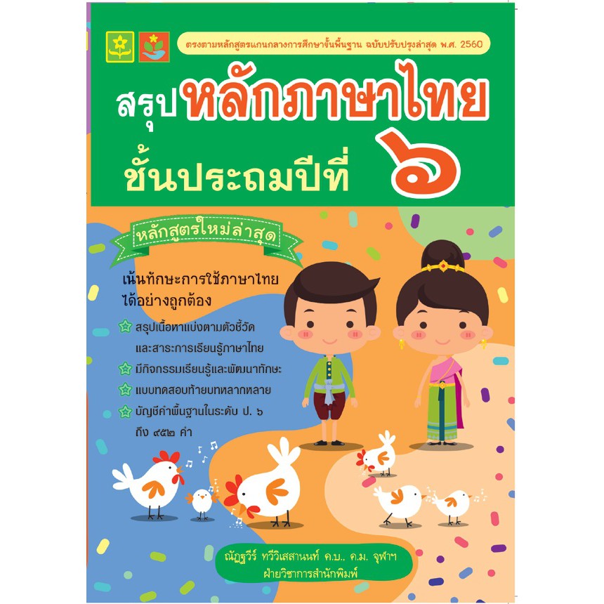 สรุปหลักภาษาไทย ป.6 พร้อมเฉลย รหัส 8858710308-17-4 ราคาปก 125.-