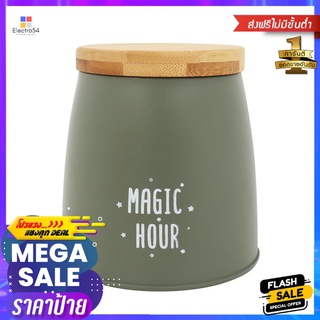 ขวดโหลกลมฝาดึง KECH WOODEN S 0.65 ลิตร สีเขียวROUND CANISTER WITH PULL LID KECH WOODEN S 0.65L GREEN