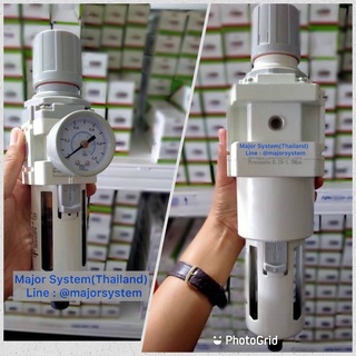 ชุดกรองลม ตัวดักน้ำชุดกรองลมดักน้ำ+ปรับแรงดันลม  ขนาด 3/8", 1/2", 3/4”, 1”