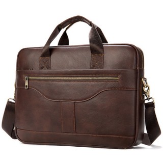 ฺBriefcase กระเป๋าใส่เอกสาร โน๊ตบุ๊ค ถือได้สะพายข้างได้ หนังแท้ รุ่นLB08 (สีน้ำตาล,สีดำ)