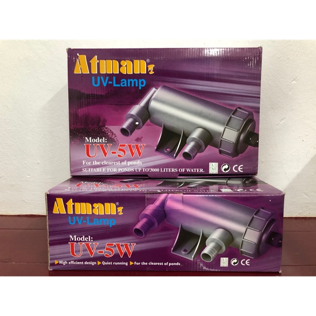 หลอด uv แท้ ตู้ปลา ฆ่าเชื้อโรค ATMAN​ UV lamp รุ่น UV-5W/ UV-9W/ UV-11W/ UV-18W/ UV-36W ลดการเกิดตะใ