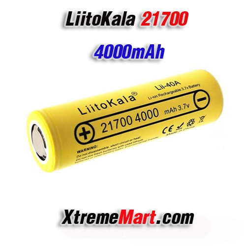 แบตเตอรี่ชาร์จ LiitoKala Lii-40A 21700 4000mAh 3.7 V Li-ion Rechargeable Battery(ก้อนละ)