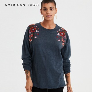 American Eagle Ahh-mazingly Soft Oversized Embroidered Crew Neck Sweatshirt เสื้อ สเวตเตอร์ ผู้หญิง คอกลม โอเวอร์ไซส์ (WCL 045-9297-001)