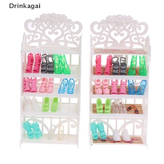 [Dri] 5 Layers White Doll Shoes Rack+Random 12Pairs Shoes Dollhouse Furniture Model COD