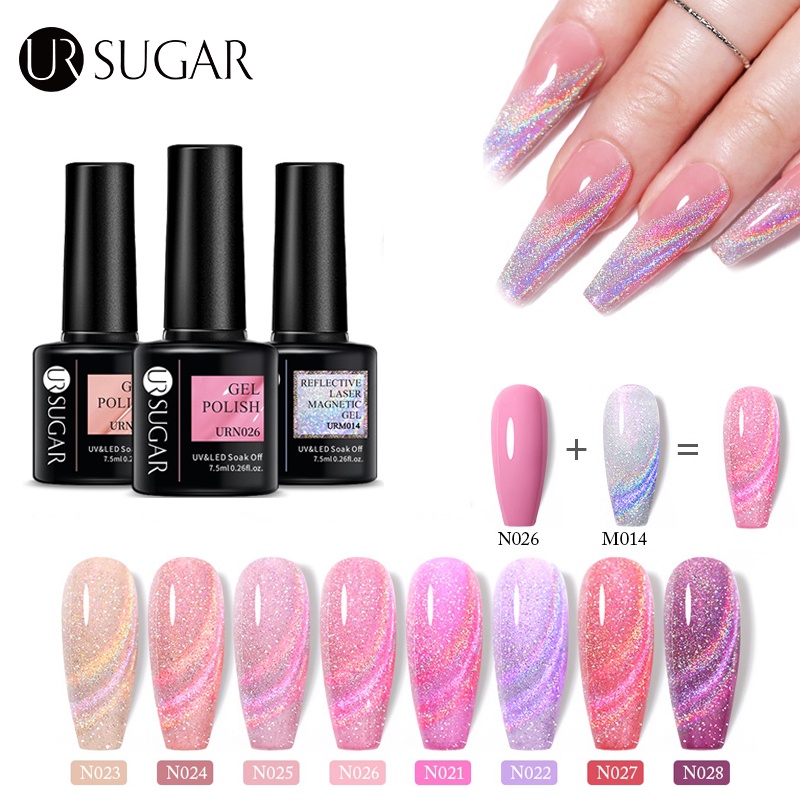 Ur SUGAR ยาทาเล็บเจล แม่เหล็ก สะท้อนแสง 7.5 มล. หลากสี DIY