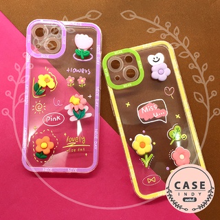 เคส Oppo A5/A9(2020) A16 A53  A96 Reno 2F Reno 7z เคสมือถือนิ่มใสกันกล้อง ซิลิโคน TPU ติดดอกไม้นูน