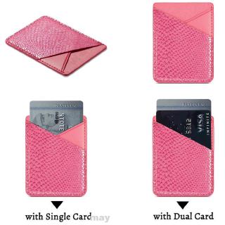 Card Holder Cell Phone PU Leather Credit Fashion Portable Pouch Stick-on Universal Sticker