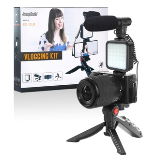 KIT-01LM Tripod Phone Holder Fill Light Microphone Kit Vlog Live Streaming Kit Extend Tripod Vertical Shooting