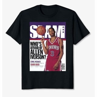 [S-5XL] Gdf21a3 เสื้อยืดผ้าฝ้าย พิมพ์ลาย Slam Whos Afraid Of Allen Iverson The Answer สีดํา สําหรับผู้ชาย UY32ER29224