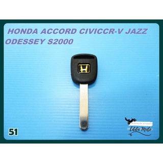 HONDA ACCORD CIVIC CR-V JAZZ ODESSEY S2000 BLANK KEY "GOLD" LOGO (51)  // กุญแจเปล่า กุญแจรถยนต์ฮอนด้า พื้นดำ โลโก้ทอง