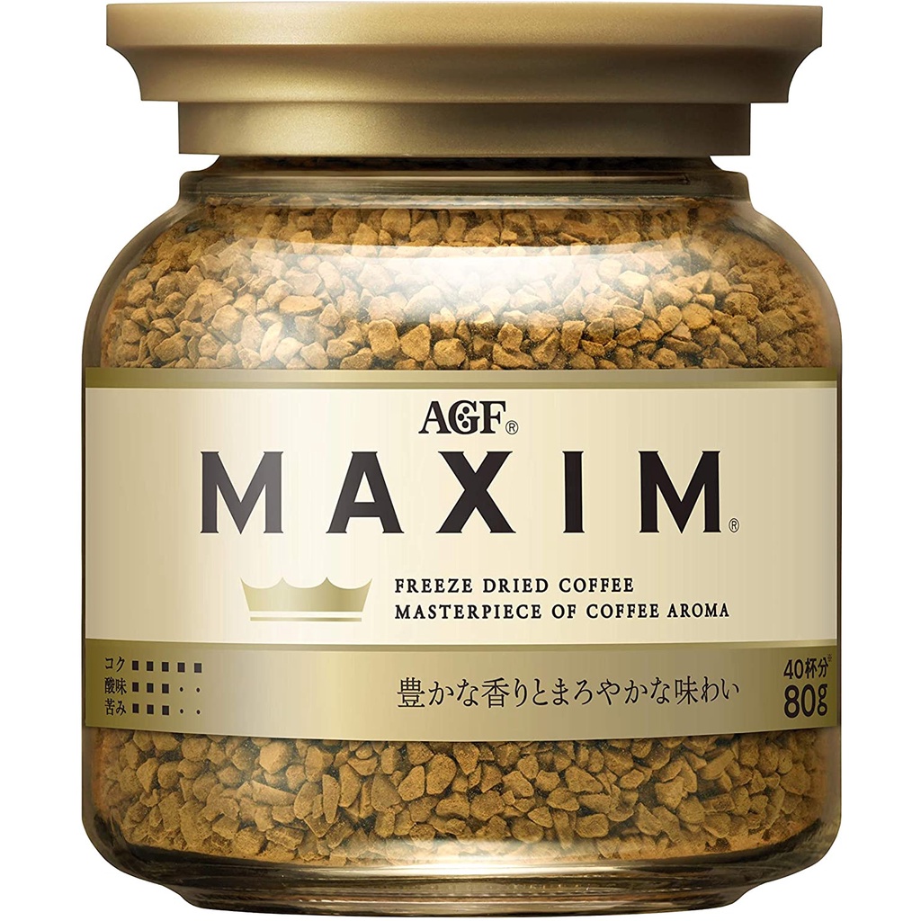กาแฟ MAXIM (Maxim Coffee) แบบขวดแก้วฝาทอง 80 g กาแฟสำเร็จรูปจากประเทศญี่ปุ่น