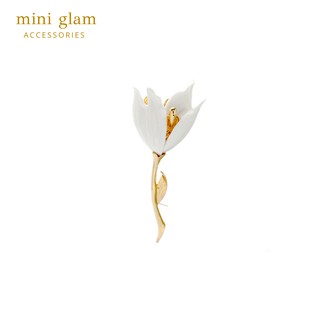 Miniglam White Tulip Flower Brooch เข็มกลัดดอกทิวลิปสีขาว