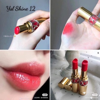 Beauty-Siam แท้ทั้งร้าน !!  ลิปสติกตัวเทส ปลอกขาว YSL OIL IN STICK ขนาดจริง สี 12 MUF.2019