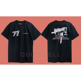 QWT92-1 UZI 77 BLACK เสื้อยืด แขนสั้น