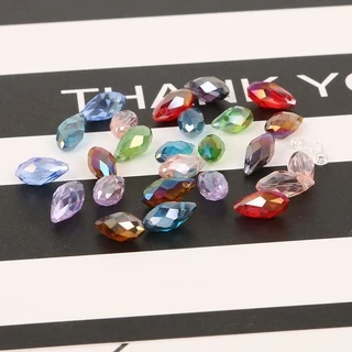 6x12 มม.50 ชิ้นยุโรป Charms คริสตัลลูกปัด,หลายสี Tear Drop ลูกปัด Cross Hole คริสตัลประดับด้วยลูกปัดสําหรับเครื่องประดับทํา