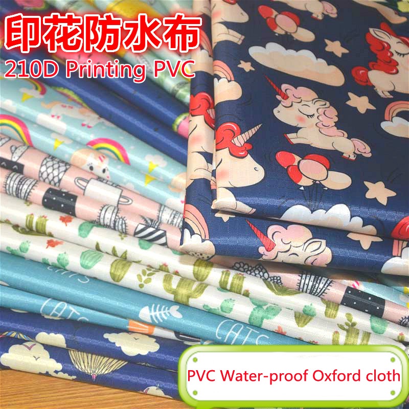 210d ผ้ากันน้ํา PVC พิมพ์ผ้า Oxford การพิมพ์ดิจิตอล DIY handmade กระเป๋าถือผ้าปูโต๊ะกล่องเก็บ 50x147 ซม.