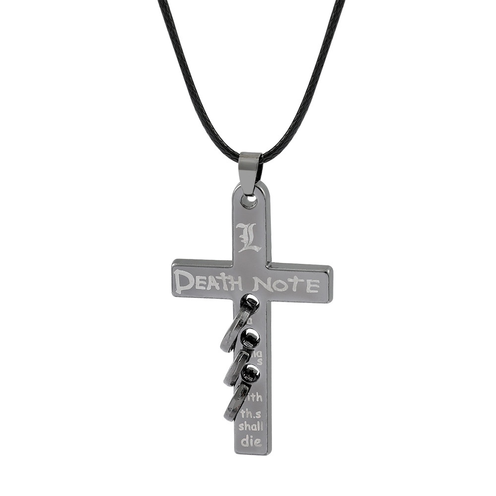 Death Note Death Note Death Note Death Cross Laser Lettering สร้อยคอจี้ผู้ชายอินเทรนด์