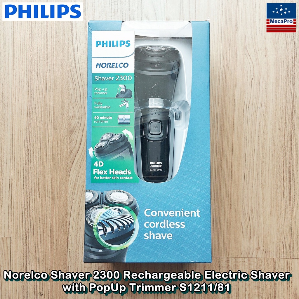 Philips® Norelco Shaver 2300 Rechargeable Electric Shaver with PopUp Trimmer S1211/81 ฟิลิปส์ เครื่องโกนหนวดไฟฟ้า