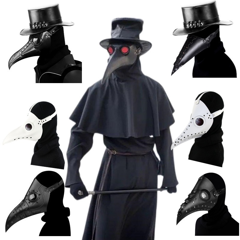 【HX-YAO】คอสเพลย์ฮาโลวีน Plague Doctor Raven คอสเพลย์เครื่องแต่งกาย Dark dungeon hero bird beak mask