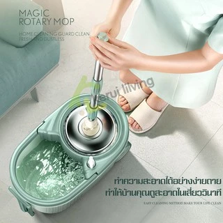 Cobbe ชุดถังปั่นสแตนเลส ไม้ถูพื้น ถังปั่นไม้ม็อบ ไม้ม๊อบ ถังปั่นถูพื้น ถังปั่นน้ำ+ปั่นแห้ง ผ้าม็อบ