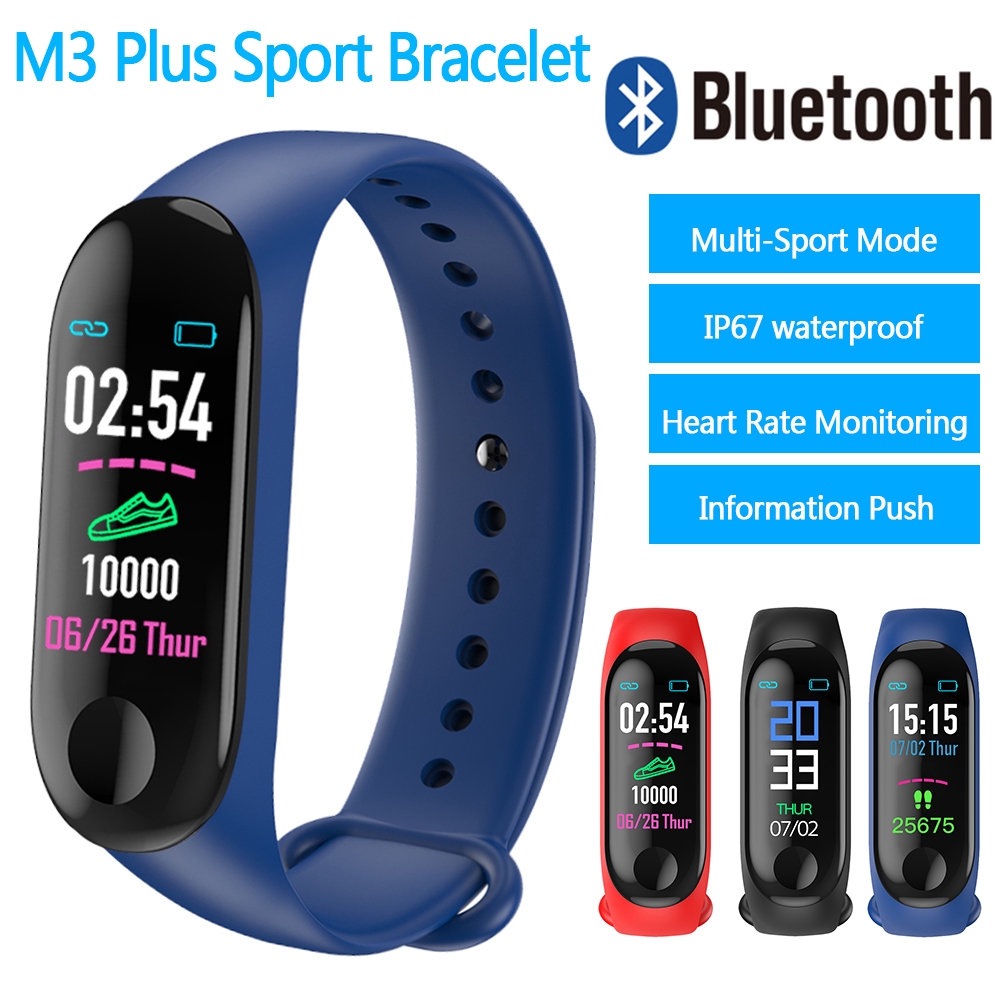 ในสต็อก Smart Watch สมาร์ทวอท์ช M3 PLUS กีฬาสมาร์ทสายรัดข้อมือบลูทูธกันน้ำ Monitor สายรัดข้อมือฟิตเนสผู้หญิงหญิงชาย