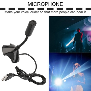 【ราคาต่ำสุด】Black USB Stand Mini Microphone Mic for PC Desktop Laptop Notebook Speech