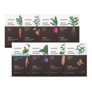 Innisfree Jeju Root Energy Mask Sheet (Carrot, Kohlrabi, Potato, Beet, Yam, Burdock, Ginger, Lotus Root)