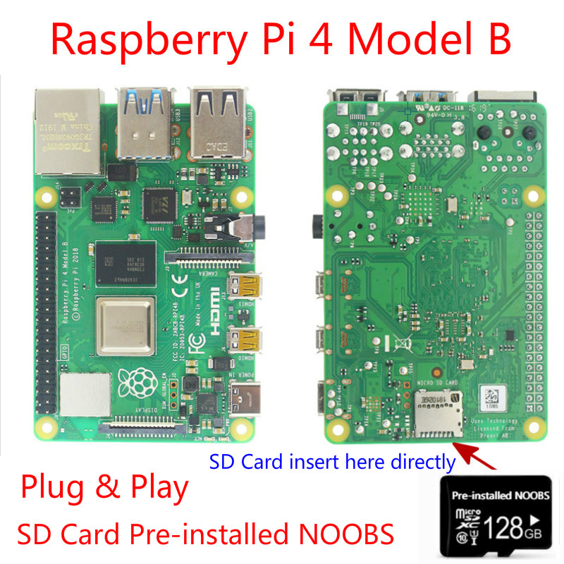 2/4/8GB Raspberry Pi 4 Model B Kit with Case SD Card Power Adapter Cooling Fan Heat Sink HDMI Cable Plug & Play BCEW #4