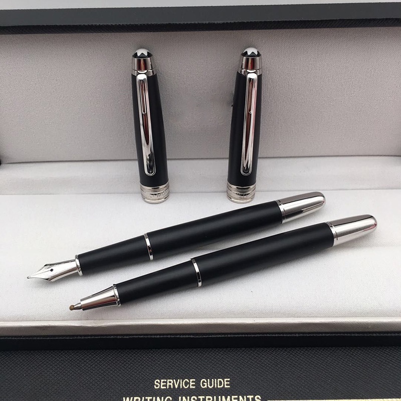 ปากกาหมึกซึม MB Mont 163 series หรูหรา สีดํา ขอบสีเงิน สําหรับโรงเรียน สํานักงาน ของขวัญ