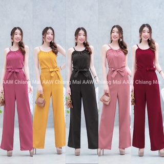 hbstation.shop เสื้อผ้าแฟชั่น Jumpsuit สีชมพูเข้ม เหลือง ดำ ชมพูอ่อน แดง พร้อมส่ง