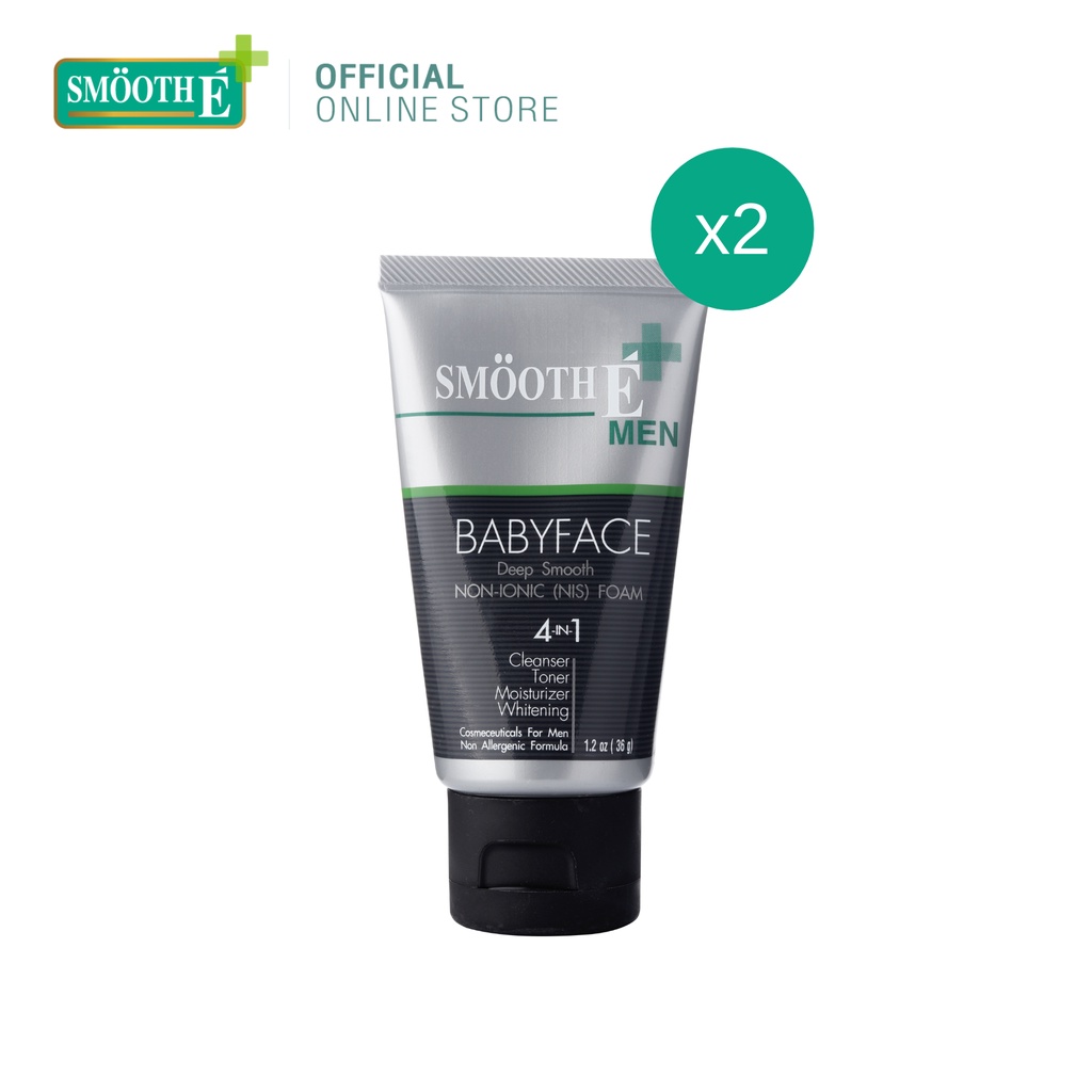 [แพ็ค 2] Smooth E โฟมล้างหน้าสำหรับผู้ชาย สูตรไม่มีฟอง For men Foam1.2 Oz. ลดความมัน ทำความสะอาดครบจบ ในหลอดเดียว สมูทอี