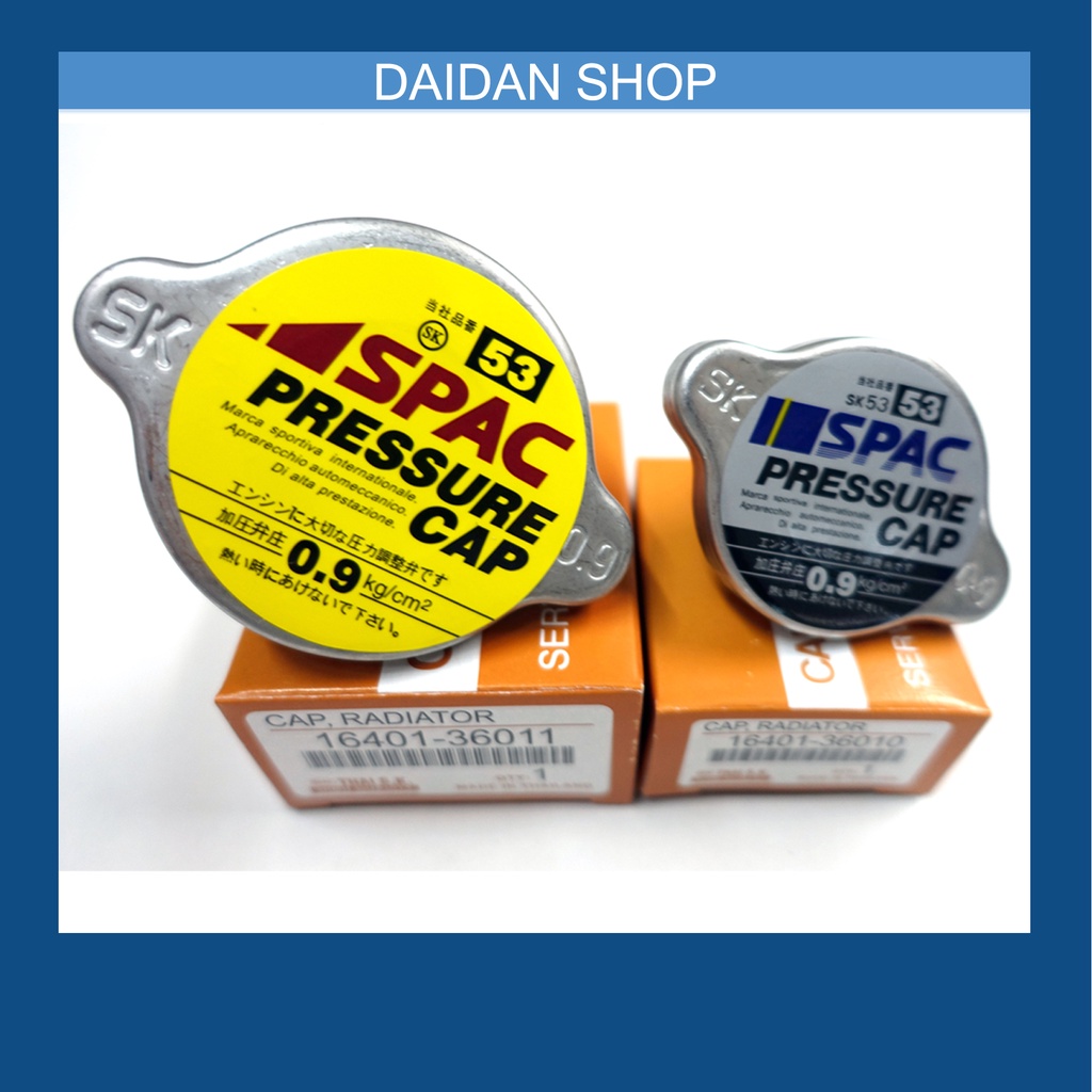 ฝาหม้อน้ำ 0.9 แบบสปริง แสตนเลส ฝาใหญ่ และฝาเล็ก ยี่ห้อ Spac กล่องน้ำตาล (1ชิ้น) isuzu อีซูซุ