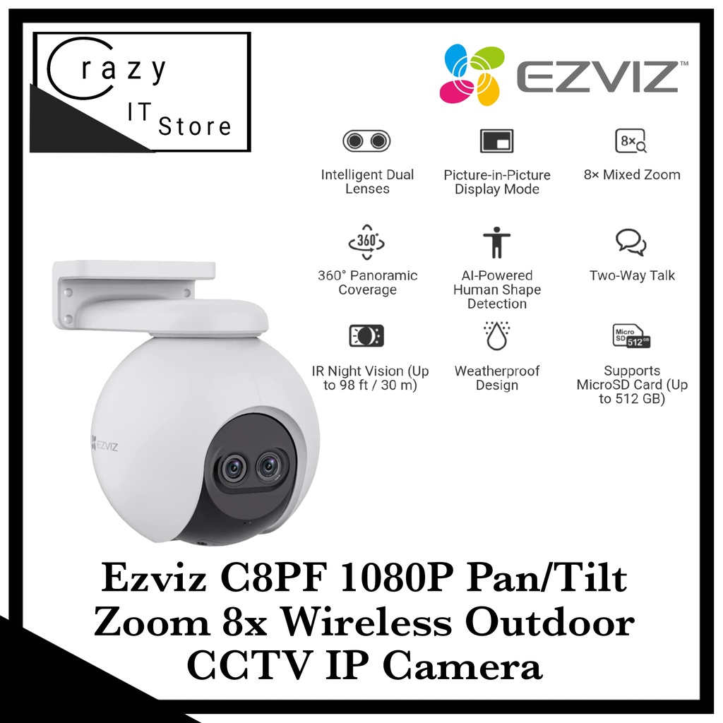 Ezviz C8PF (1080P) 2MP Dual Lens Pan & Tilt Security CCTV กล้องกลางแจ้ง