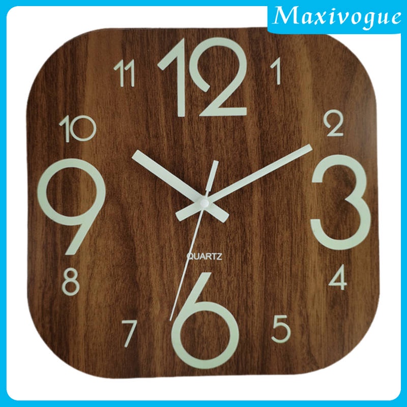 [HOT!] 30cm Square Wall Clock ,Luminous Wooden Decorative, Modern Night ...