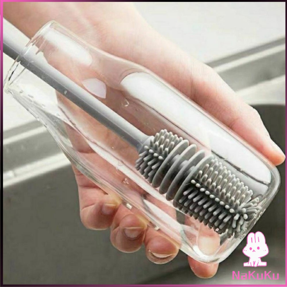 NKK แปรงล้างขวด ซิลิโคน แปรงล้างขวดด้าม ยาว 32 cm อุปกรณ์ล้างขวดนม  พร้อมส่ง Bottle brush