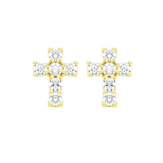 CZMiracle ต่างหูก้านกางเขน รุ่น EL371 - สีทอง