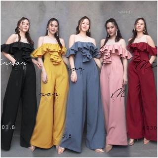 GN12323 **รบกวนสอบถามstockก่อนสั่งซื้อจ้า** จั้มสูทขายาว อกระบาย Jumpsuit