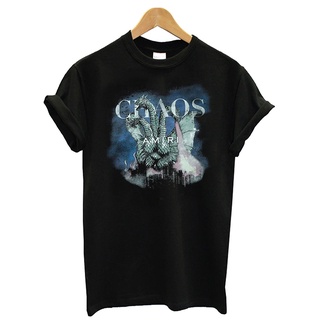 เสื้อยืด ผ้าฝ้าย พิมพ์ลาย Chaos Amiri สีดํา แฟชั่นสําหรับผู้ชาย ไซซ์ S - 4XL