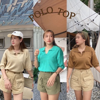 โค้ด FEEL45AUG ลด 45.- ⛺️𝐏𝐎𝐋𝐎 𝐓𝐎𝐏 เสื้อโปโล เนื้อผ้าknit อย่างดี แมทช์ง่ายใส่ได้บ่อย