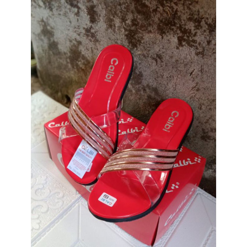 Calbi รองเท้าแตะสําหรับผู้หญิงเจลลี่สีดําโค้ด (Code Hk.021)