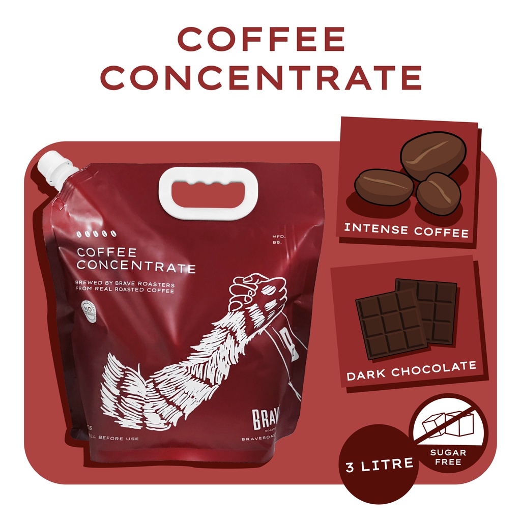[Brave Roasters] กาแฟ Concentrate เข้มข้น - 3 ลิตร (นำไปผสมทำเป็นเมนูกาแฟต่างๆได้ง่ายๆ) *จัดส่งจันทร์-ศุกร์*