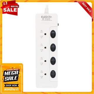 รางปลั๊กไฟ 4 ช่อง 4 สวิตช์ ELECKTA ET443M-SBK 3 ม. ปลั๊กพ่วง POWER STRIP ELECKTA ET443M-SBK 4-OUTLET 4-SWITCH 3M