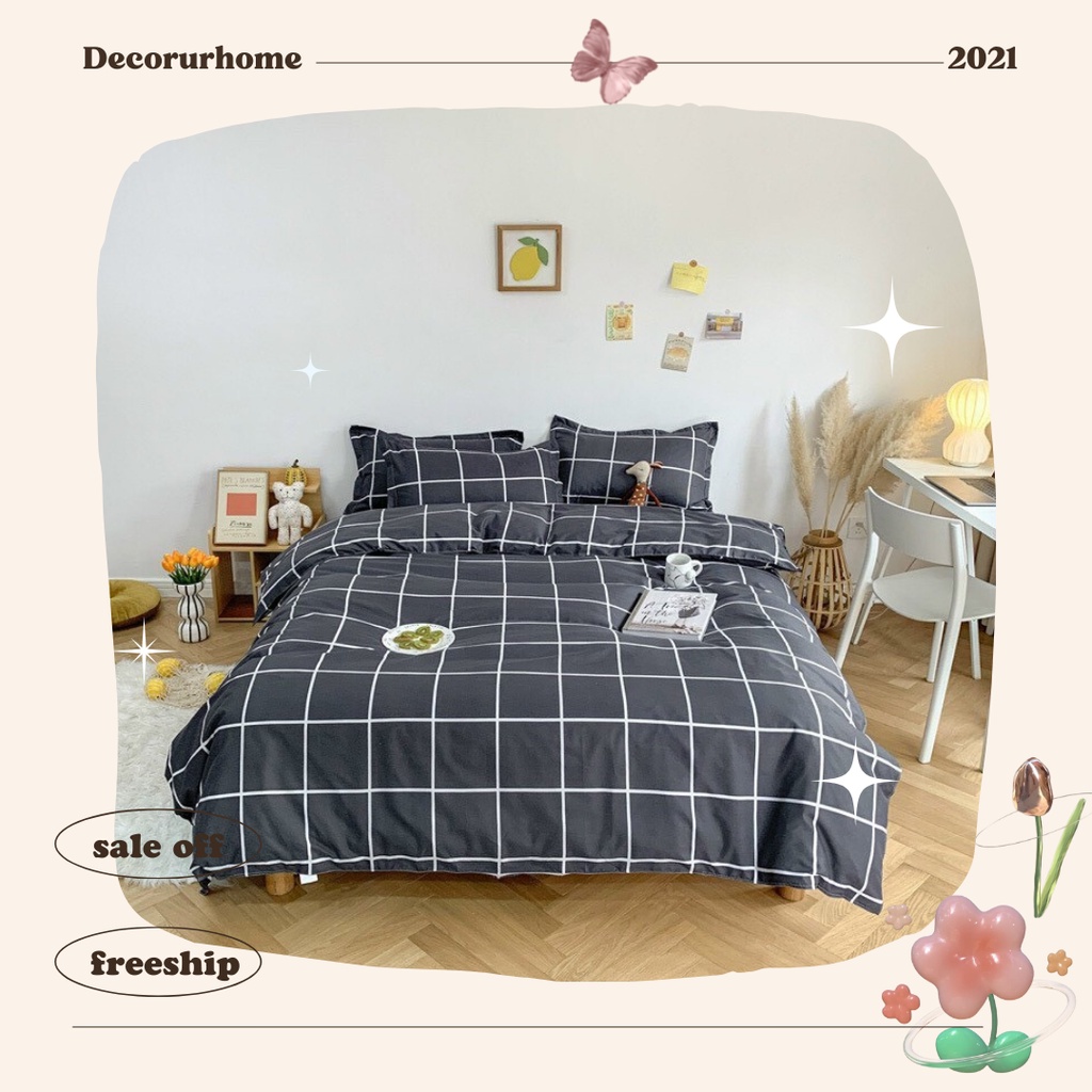 โพลีฝ้าย| SET 4 ชิ้น POLY COTTON BEDDINGS ลายตารางหมากรุกขั้นพื้นฐาน - หรูหราเนียน