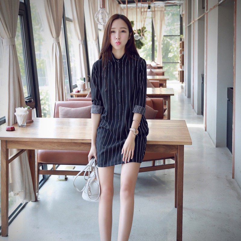 ขายส่ง ชุดเดรสสั้น แขนยาว แฟชั่นสไตล์เกาหลี สำหรับผู้หญิง