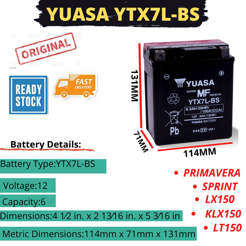 YTX7L-BS / primevera/vespa/sprint/lx150/ZZR/KLX150/ LT150